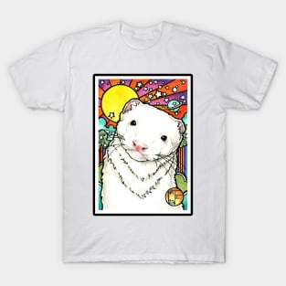 Happy Sunny Ferret - Black Outline Version T-Shirt